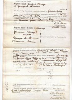 1872 Fulton Oswego NY Supreme Court Document, S N Dada