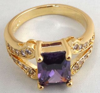 Exquisite Vintage Purple Tanzanite 14K Yellow Gold Ring 7.5# R14 4