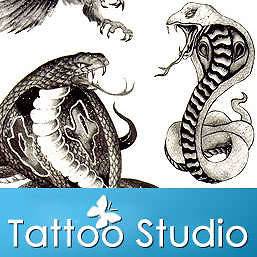 Temporary Tattoo Sticker  Eagle & Ruby Eyes Snake 243