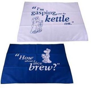 Pair Of Tetley Tea Towels Sydney & Stanley  Blue & White