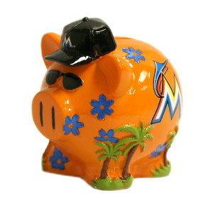 Miami Marlins SMALL Thematic Piggy Bank Hand Painted Molded Resin New