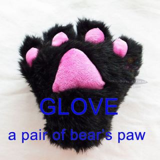 Bear Paw Plush Glove Masquerade Prop Toy One Pair Black