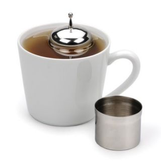   Steel FLOATING LOOSE TEA INFUSER Ball w/CADDY Pot Cup Green Tea