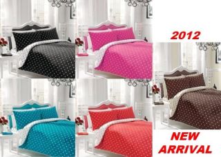   Polka Dot Duvet Cover Pillow Case Fitted Sheet Complete Bedding Set
