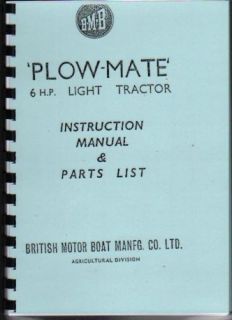 BMB Plow Mate Light Garden Tractor Instruction Book