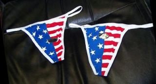AMERICAN USA Flag JULY 4 Spandex THONG Panty 7 L LOT