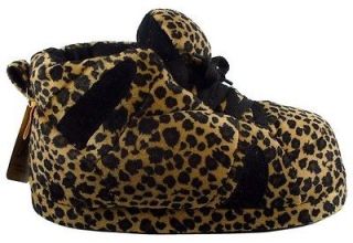 Happy Feet Snooki Plush Shoe Slippers Leapord Print   Size Large Only