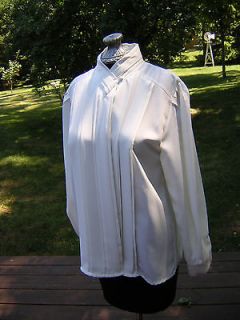 676 WOMENS WHITE VICTORIAN TITANIC STYLE HIGH COLLAR BLOUSE SIZE 8
