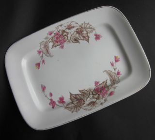   Alfred Meakin Pink Begonia White Ironstone Large Meat Platter 14