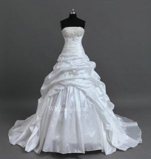 2012 Real Sample Cheap Ball Gown White/Ivory Long Satin Bridal Wedding 