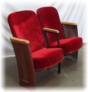 Red Velvet Movie Theater Seat Vintage Chair Art Deco Hollywood 