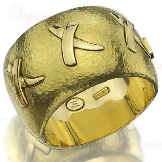 TIFFANY & CO. Paloma Picasso 18k Hammered Polished Gold Cuff Bracelet