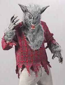 Mens Adult Halloween Silver Werewolf Were Wolf Costume