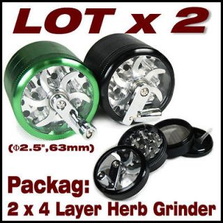 Newly listed 2 X 4 layer CLEAR TOP 2.5 Herb Grinder Grinding machine 