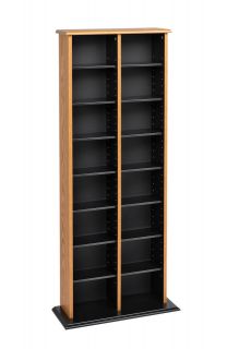 Double Oak CD DVD Storage, Media Tower Stand Cabinet