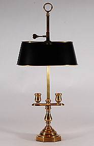   Brass Twin Candle Metal Shade Traditional Desk Table Lamp 24 hig