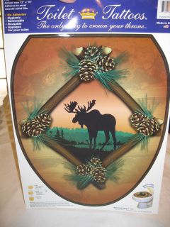 NEW Moose Removable Toilet Seat Tattoo Rustic Cabin Hunting Decor