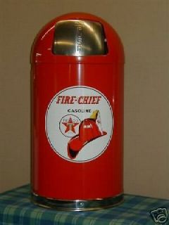TEXACO FIRE CHIEF GARBAGE TRASH CAN RECEPTACLE   RED   *