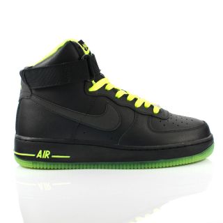Nike Air Force 1 High Hi Top Black/Neon Green Leather Trainers Sizes 6 