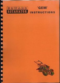 Howard Gem Garden Rotavator Tractor Instruction Book