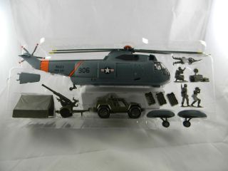 Toy Soldiers Helicopter Jeep Vehicle Missiles Weapons Cannon Navy Tent 
