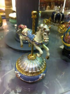 Porcelain Trinket Box Figurine Statue Carousel Horse 3.5