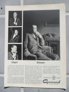1967 Print Ad Garrard Turntables Record Player ~ FRANK SINATRA Singer 