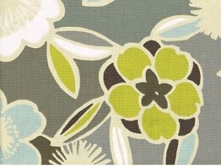 Designer Fabric Gray Beige Brown Chartreuse Cotton Drapery Upholstery 