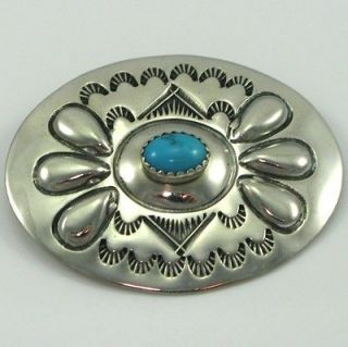 Native American Concho Turquoise Signed AB Sterling Silver/925 Pin 