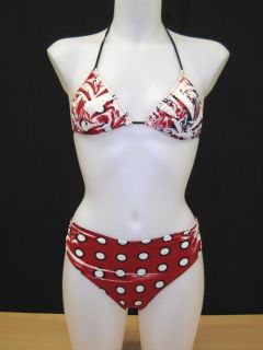 NWT JEAN PAUL GAULTIER Red Ruched Bikini 44 10 $265