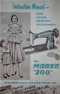 Morse 200 Sewing Machine Manual On CD