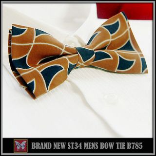 BRAND NEW* RED BROWN&NAVY GEOMETRIC PRINTING UNIQUE TUXEDO MENS BOW 