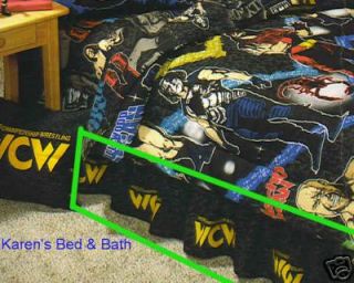 WCW Wrestling Boys TWIN Black Bedskirt Bed Skirt NEW