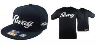 NEW SWAG T SHIRT + SNAPBACK HAT SET AVAILABLE IN 4 SIZES BLACK
