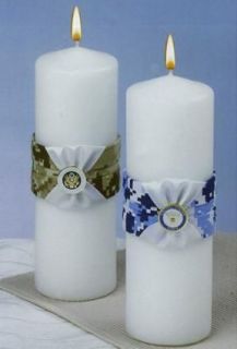   Lynn Military Collection Tan or Blue Camouflage Unity Pillar Candle