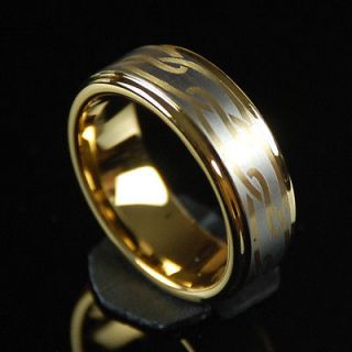 Tungsten Carbide Ring 8MM New Wedding Band Celtic Design 14K Gold 