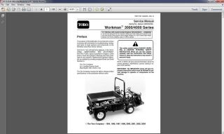TORO Workman 3000 / 4000 Series Utility Vehicles Repair Service Manual 