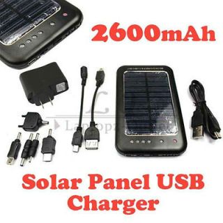 New USB Charger 2600mAh Mobile Phone  MP4 Solar Power Supply Black