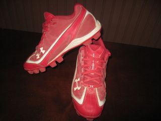 Under Armour Mens Baseball Cleats Size 7.5 Red White
