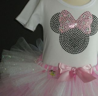 24 mos 2T pink Minnie Mouse costume glitter tutu tshirt