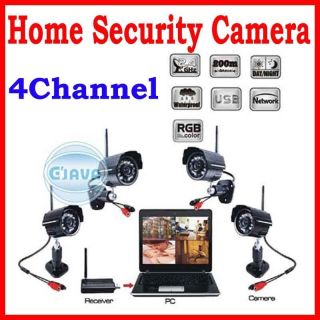 Digital Wireless Video 4CH Camera USB Receiver DVR Home Security CCTV 