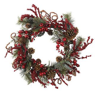 24” Christmas Holiday Door Wreath Assorted Berry Wreath