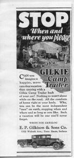 1931 Vintage Ad Gilkie Camp Trailer Camping Tent Gilkison SonsTerre 