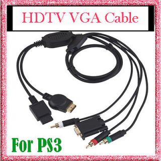 HDTV AV Audio Video Component VGA Cable fr Wii PS3 to PC TV Monitor 