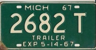 Vintage Michigan 1967 TRAILER License Plate Airstream Roadmaster 