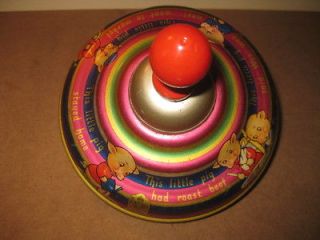 VINTAGE CHAD VALLEY UK TINPLATE LITHO TIN TOY MERRY GO ROUND SPINNING 