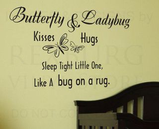 Wall Decal Quote Sticker Vinyl Lettering Butterfly Kisses Sleep Tight 