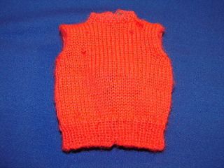 VINTAGE BARBIE SWEATER GIRL 976 ORANGE WOOL VEST SLEEVELESS SHELL FREE 