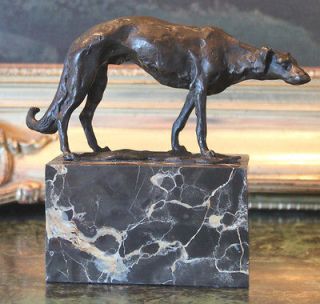   Wolfhound Bronze Marble Statue Dog Bookend Sculpture Artwork Gift