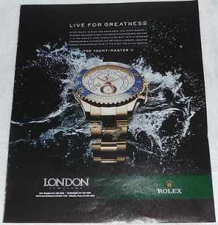 ROLEX THE YACHT MASTER II MENS WATCH ADVERTISEMENT LIVE FOR THE 